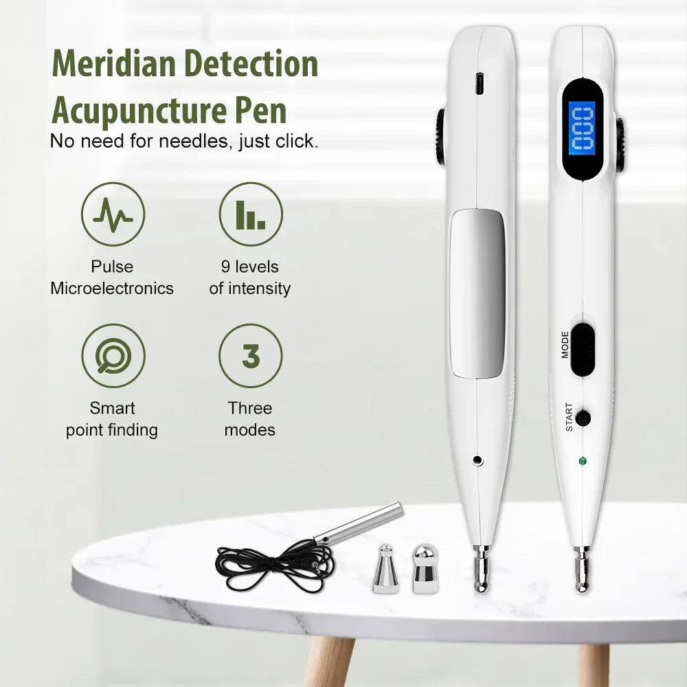 Rechargeable Massage Pen with 9 Intensity Settings, Audio Alert, 2 Probes