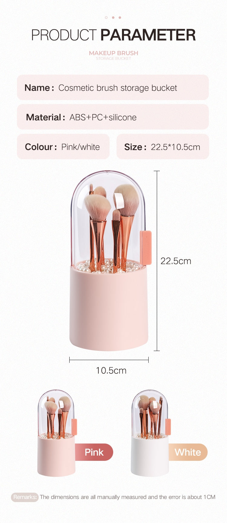 Chic Makeup Brush Organizer with Stylish Pearls