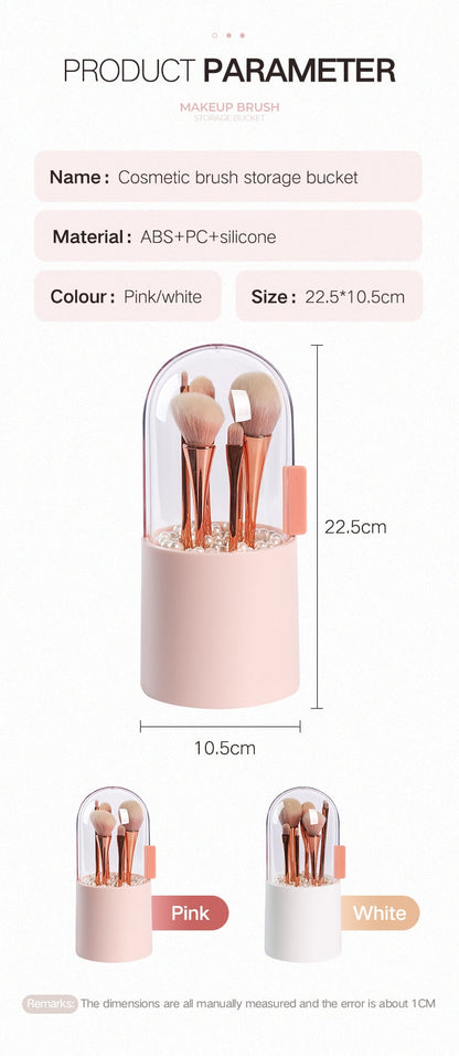 Chic Makeup Brush Organizer with Stylish Pearls