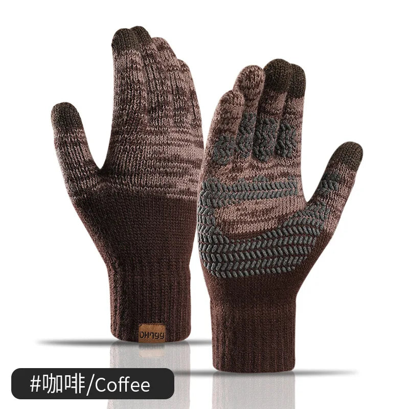 Men's Knitted Gloves - Touchscreen Compatible, Non-Slip, Fleece Lined, Stretchy and Warm for Autumn & Winter