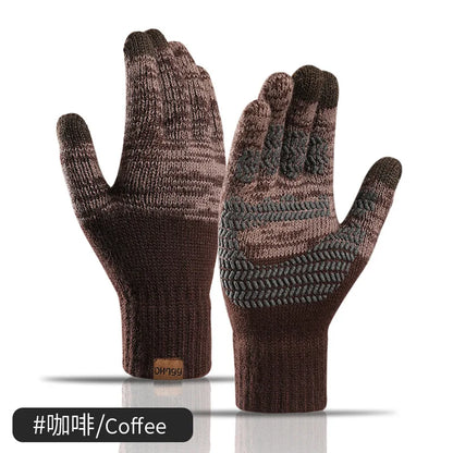 Men's Knitted Gloves - Touchscreen Compatible, Non-Slip, Fleece Lined, Stretchy and Warm for Autumn & Winter