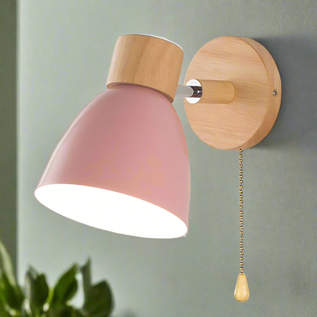 Wall Light in Scandinavian Design with Pull Switch Feature