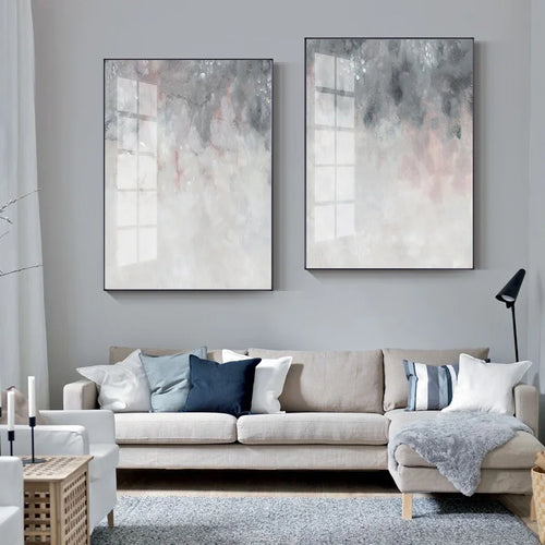 Elegant Pink and Gray Minimalist Canvas Art for Modern Spaces