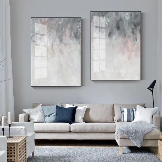 Elegant Pink and Gray Minimalist Canvas Art for Modern Spaces