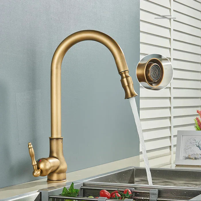 Antique Brass Kitchen Faucet - Timeless Design