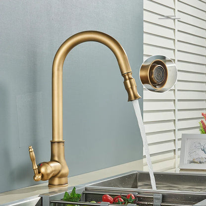 Vintage Kitchen Faucet in Antique Brass Finish