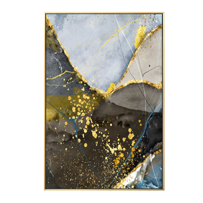 Elegant Blue and Yellow Marble Canvas Artwork for Modern Spaces