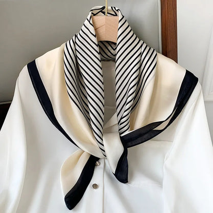 Silk Checkered Scarf with Charm