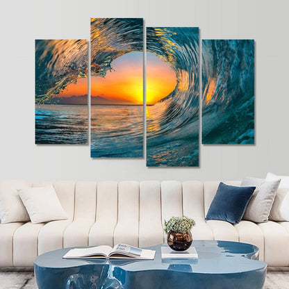 Vibrant 5-Piece Canvas Set: Ocean Sunset Delight