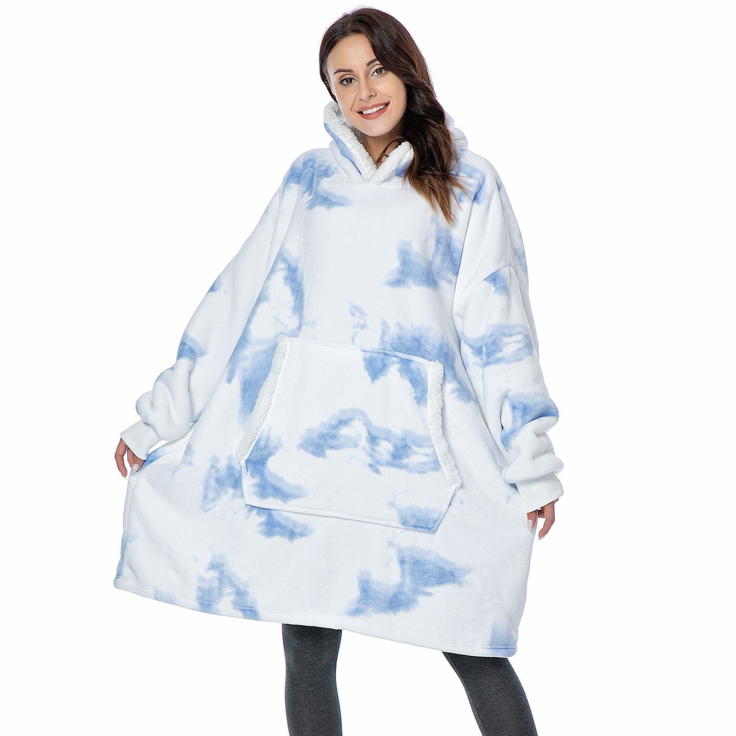 Soft Fleece and Wool Hooded Blanket for Home Comfort and Warmth