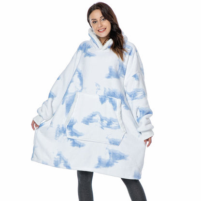 Soft Fleece and Wool Hooded Blanket for Home Comfort and Warmth