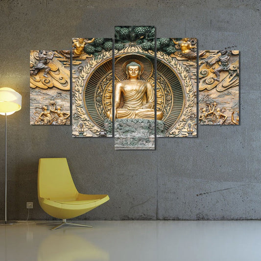 Elegant 5-Piece Buddha Canvas Art Set for Home Decor