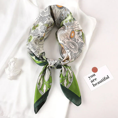 Silk Checkered Scarf with Charm