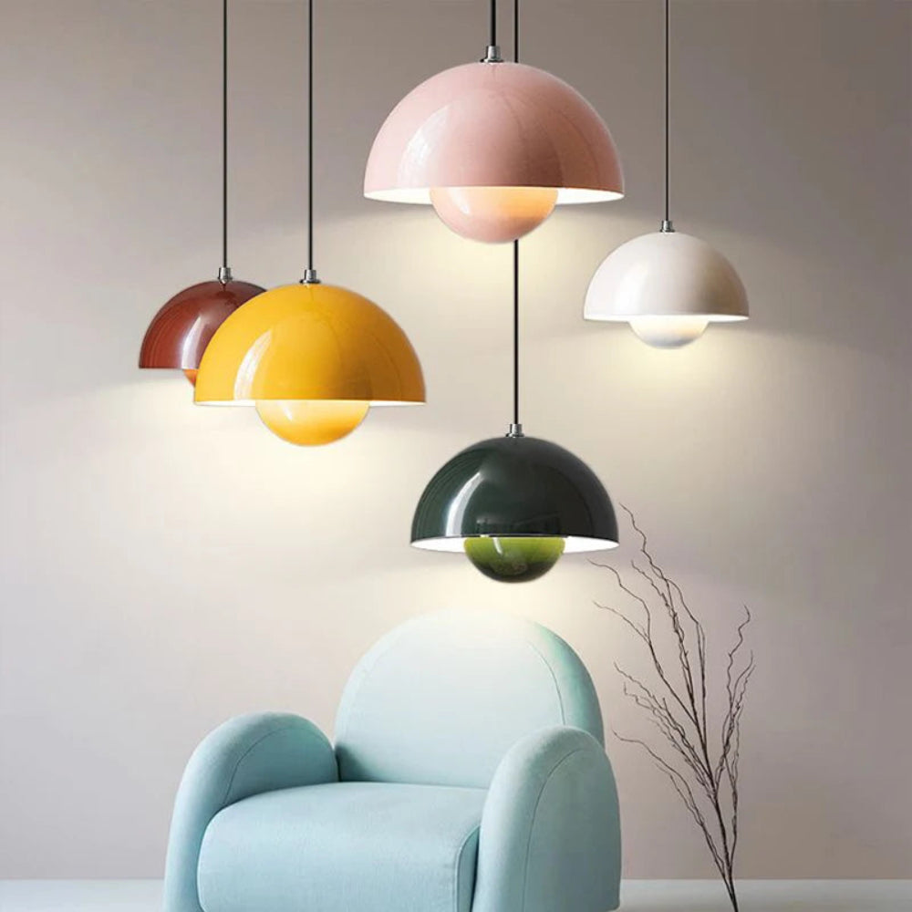 Modern Colorful Accent Lamp - Scandinavian Half Circle Pendant Light