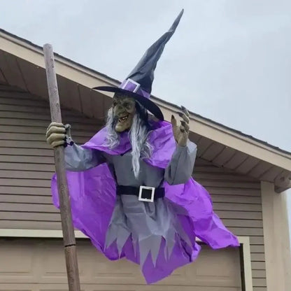 Flying Witch Halloween Decoration with Light and Sound Effects