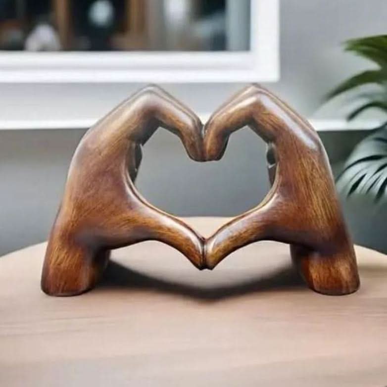 Hand-Carved Wooden Sculpture – Emotional Art Piece in Natural Finish