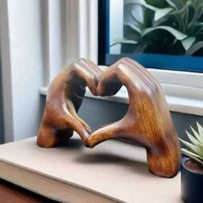 Hand-Carved Wooden Sculpture – Emotional Art Piece in Natural Finish