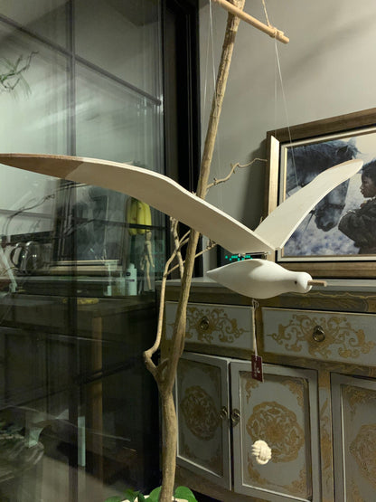 Wooden Seagull Decoration - Coastal Drift Style