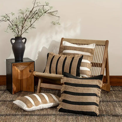 Artisan Woven Striped Throw Pillow Cover