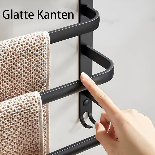 3-Tier Wall-Mounted Towel Rack – Aluminum Space-Saving Solution