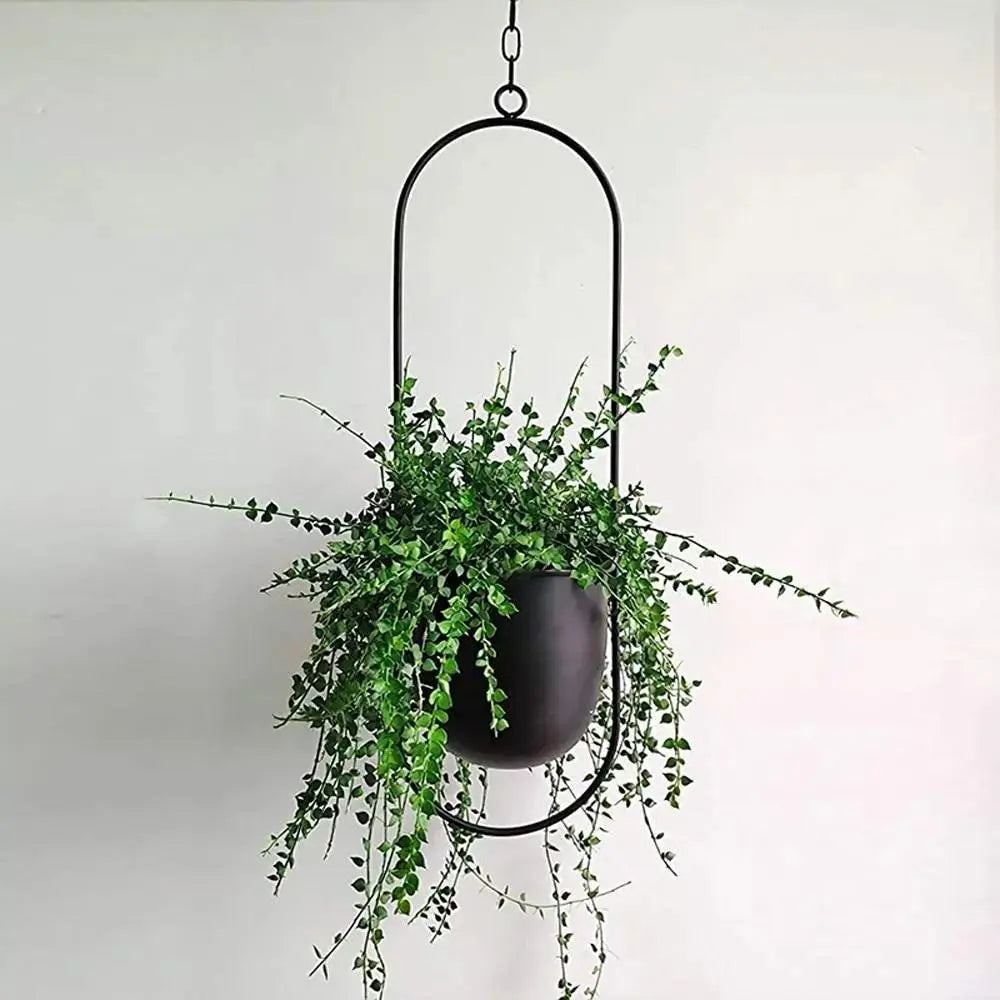 Stylish Hanging Metal Planter with Chain in Two Shapes
