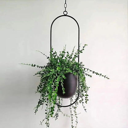 Stylish Hanging Metal Planter with Chain in Two Shapes