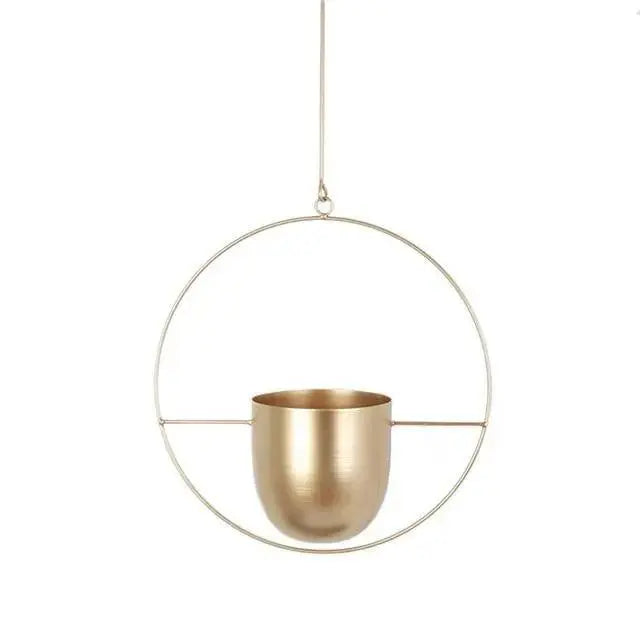 Stylish Hanging Metal Planter with Chain in Two Shapes