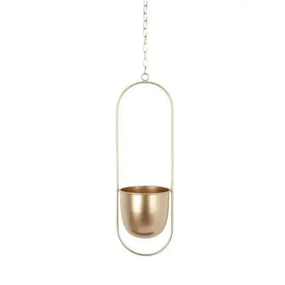 Stylish Hanging Metal Planter with Chain in Two Shapes