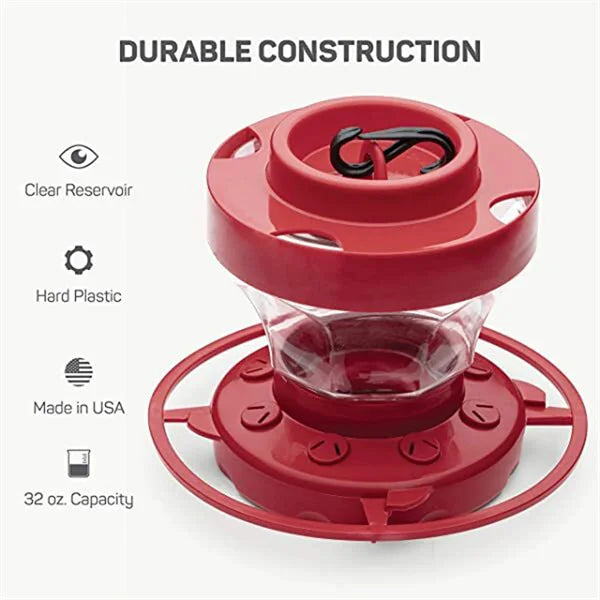 Red Hummingbird Nectar Feeder with Insect Guard