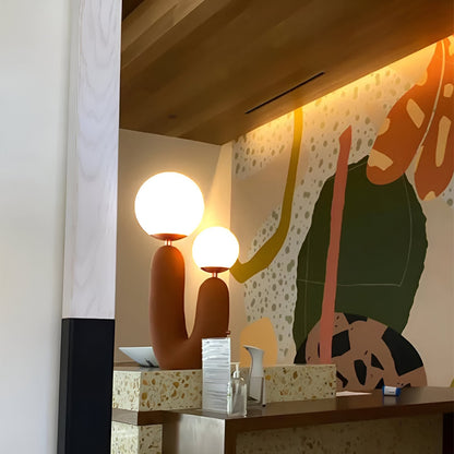 Nordic Table Lamp with Dual Glass Globes and Unique Cactus Design