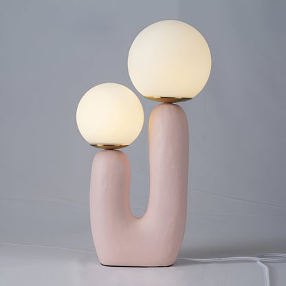 Nordic Table Lamp with Dual Glass Globes and Unique Cactus Design