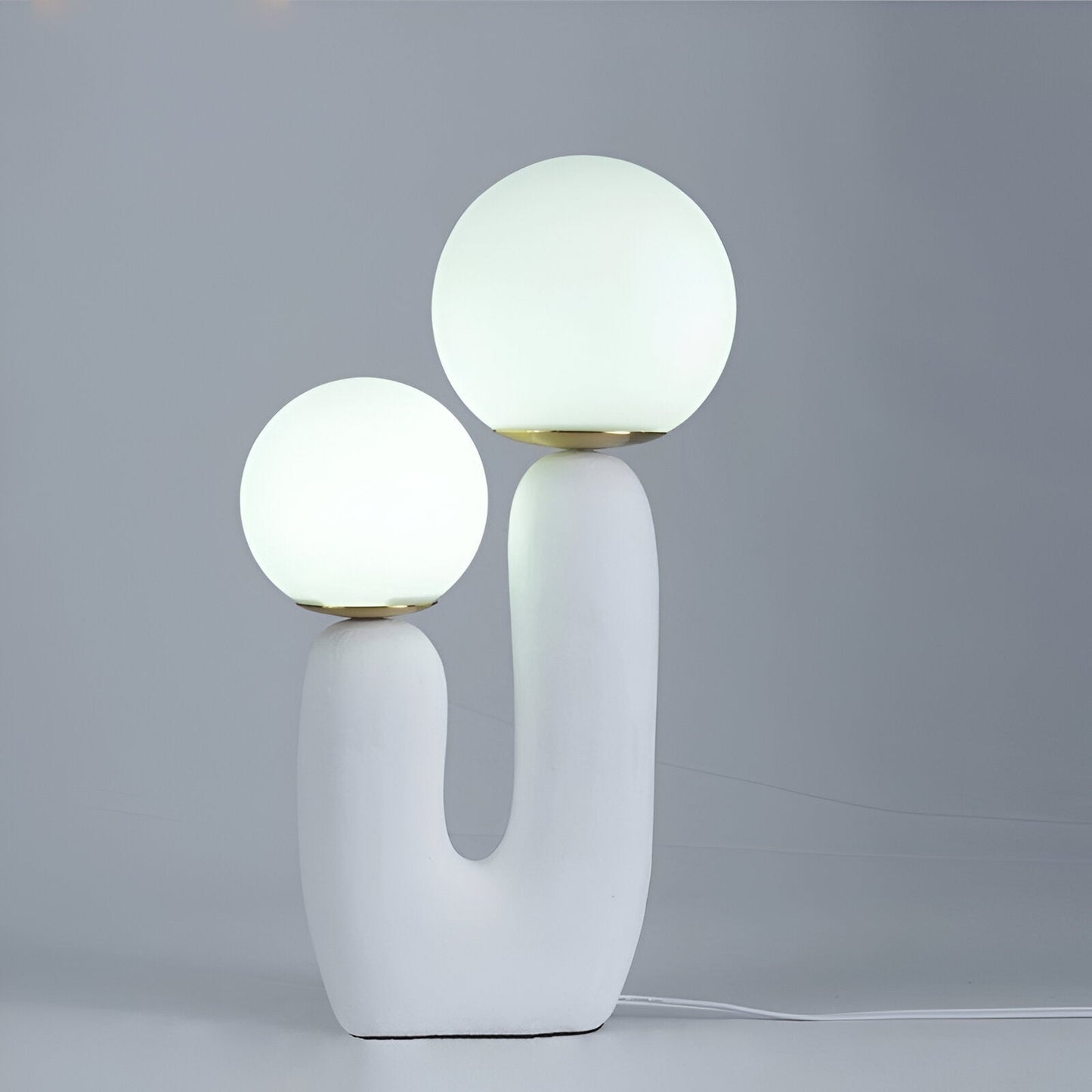Nordic Table Lamp with Dual Glass Globes and Unique Cactus Design