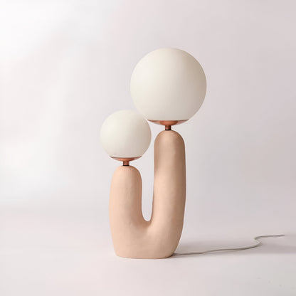 Nordic Table Lamp with Dual Glass Globes and Unique Cactus Design