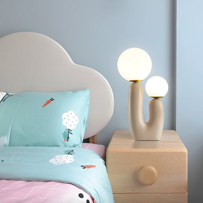 Nordic Table Lamp with Dual Glass Globes and Unique Cactus Design