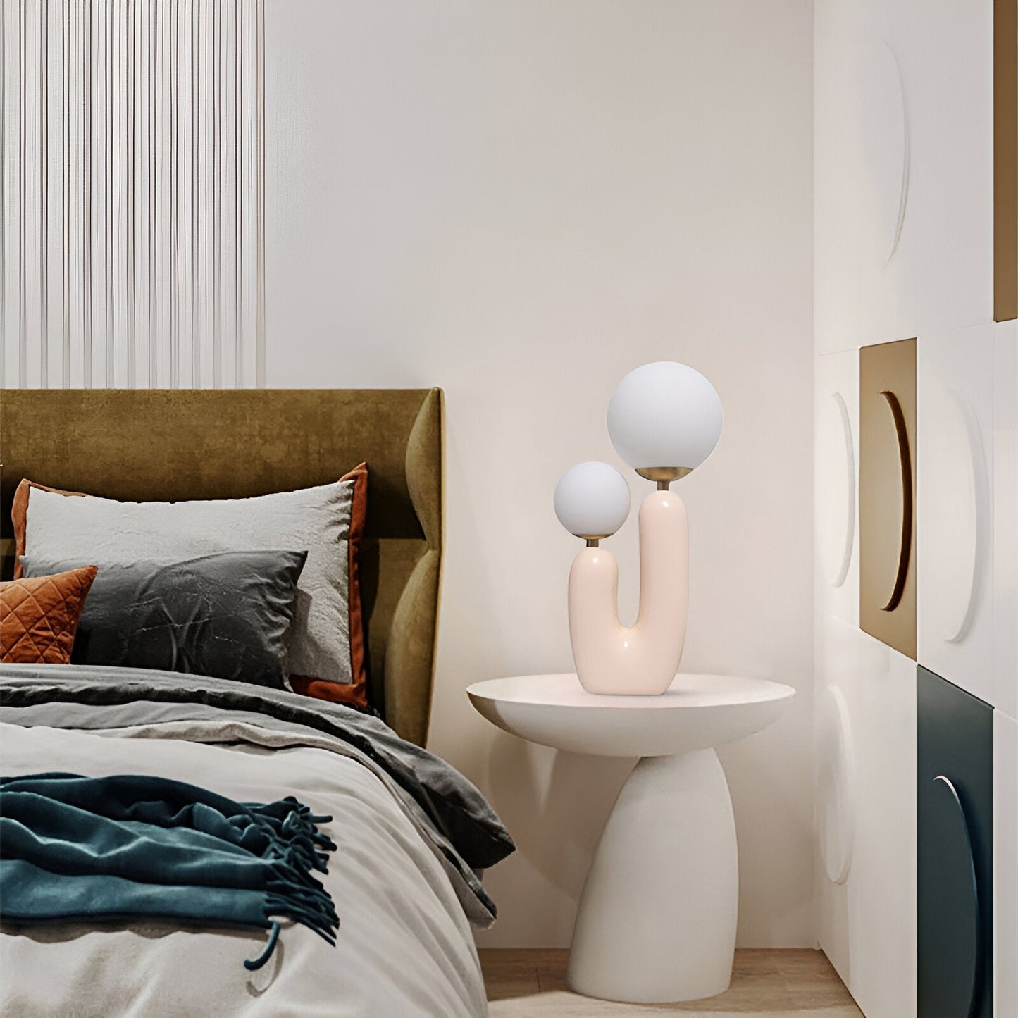 Nordic Table Lamp with Dual Glass Globes and Unique Cactus Design