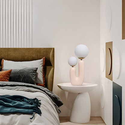 Nordic Table Lamp with Dual Glass Globes and Unique Cactus Design