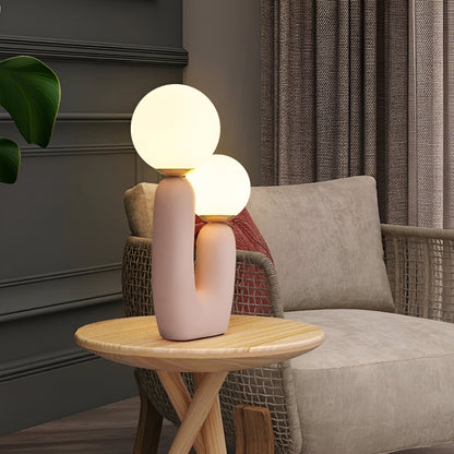 Nordic Table Lamp with Dual Glass Globes and Unique Cactus Design