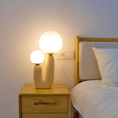 Nordic Table Lamp with Dual Glass Globes and Unique Cactus Design