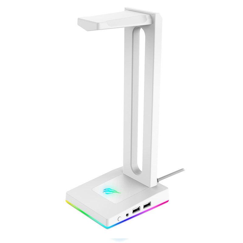 Headphone Holder with RGB Lighting, 0.14 in Aux and Dual USB Ports