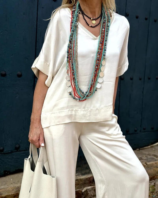 Chic & Comfy Women's Blouse and Trousers Ensemble