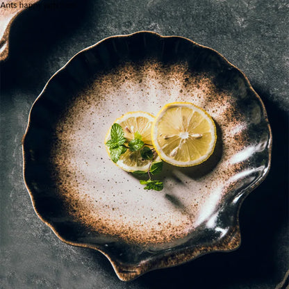 Tableware with Shell Pattern - Coastal Ceramic Dinner Plate