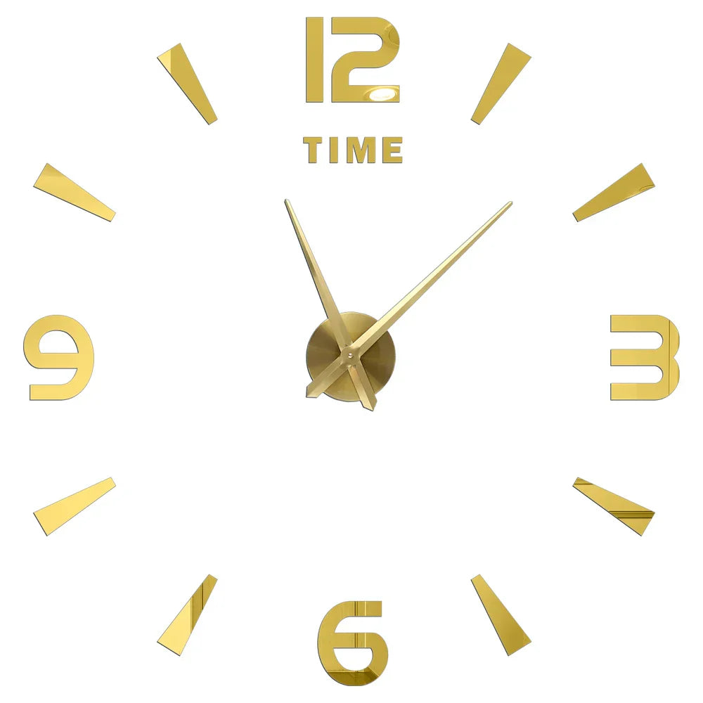 DIY 3D Mirrored Acrylic Wall Clock - Self-Adhesive Home Decor for Kitchen and Living Room