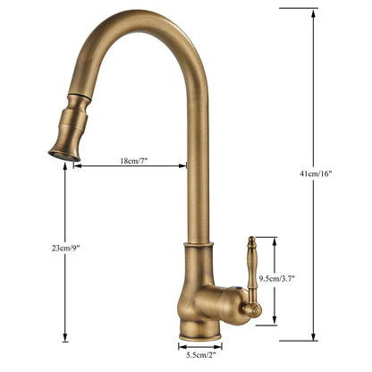 Vintage Kitchen Faucet in Antique Brass Finish