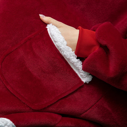 Soft Fleece and Wool Hooded Blanket for Home Comfort and Warmth