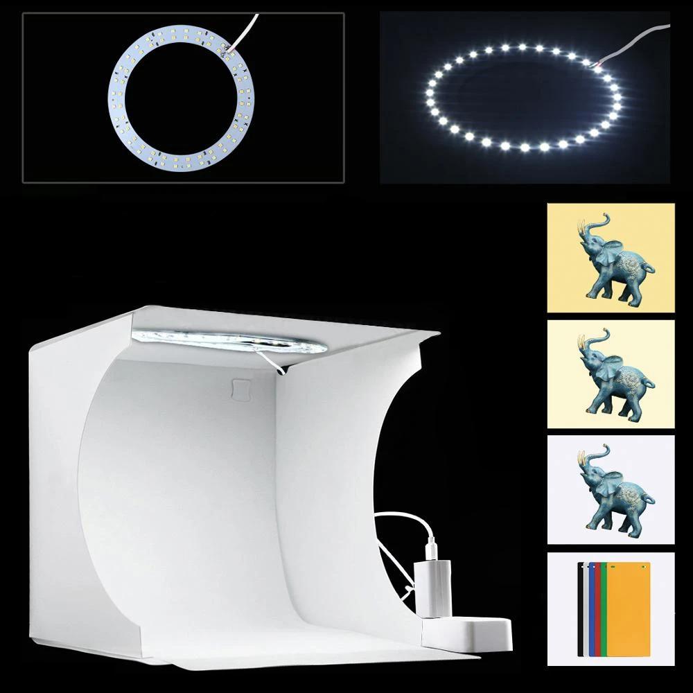 Compact Photo Studio Set with LED Lights and 6 Backdrops