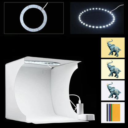 Compact Photo Studio Set with LED Lights and 6 Backdrops