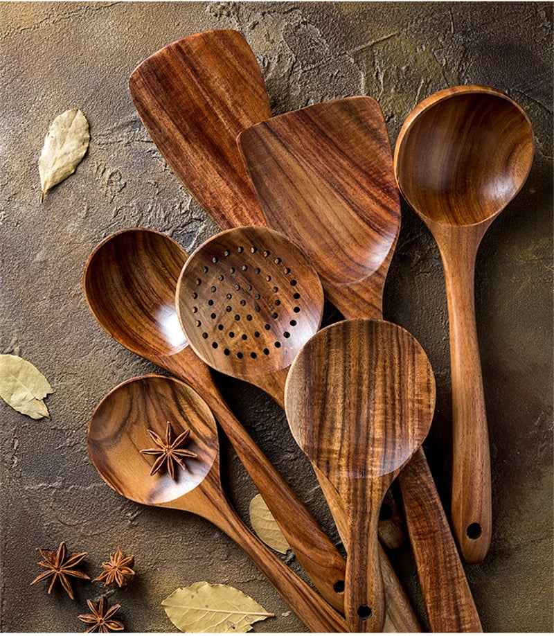 Elegant 7-Piece Kitchen Set in Teak Wood