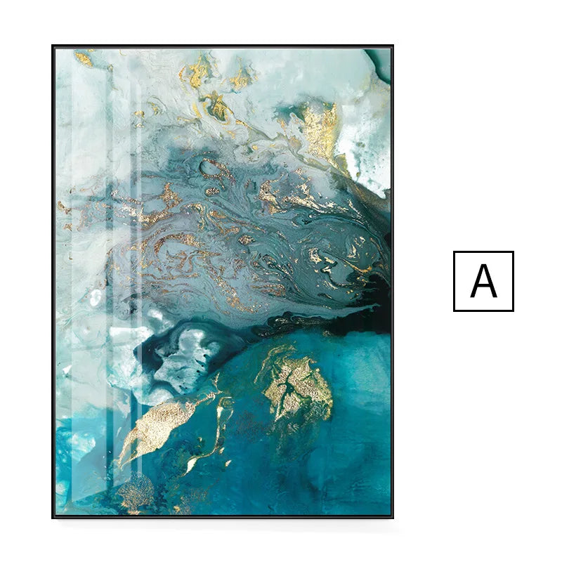 Luxe Aqua Marble Canvas Art for Elegant Home Decor