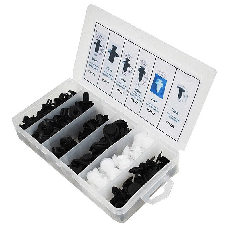 Car Clip Kit with 100 Fastener Pin Rivets for Bumpers