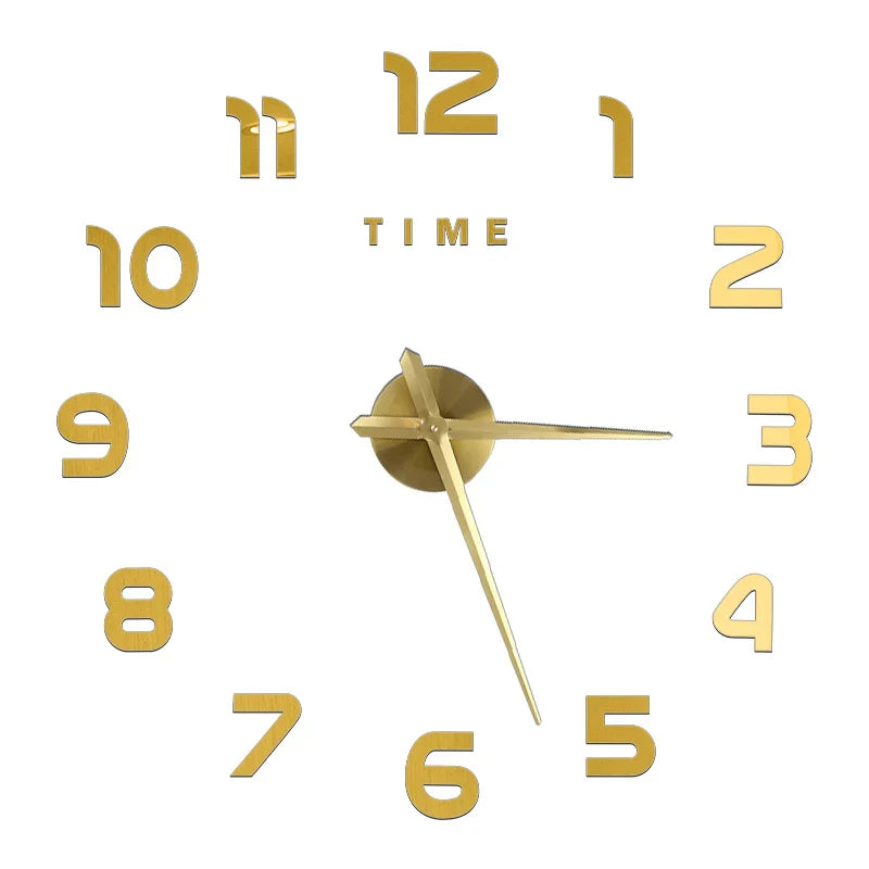 DIY 3D Mirrored Acrylic Wall Clock - Self-Adhesive Home Decor for Kitchen and Living Room